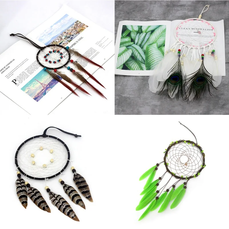 Подвесной белый кружевной цветок Ловец снов колокольчики Индиана перо подвеска