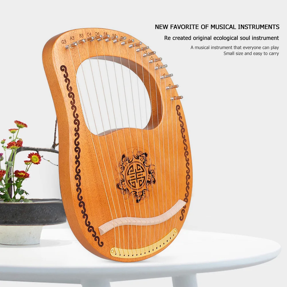 

Деревянное пианино Lyre Harp с 16 струнами, музыкальный инструмент с ключом для настройки, портативные нишевые Музыкальные инструменты