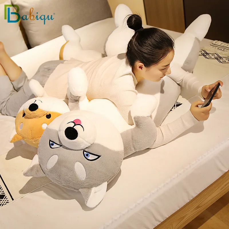 

60-100CM Cute Shiba Inu & Husky Dog Plush Toys Cartoon Long Animals Sleep Pillow Office Nap Pillow Gift for Kids Baby Girls