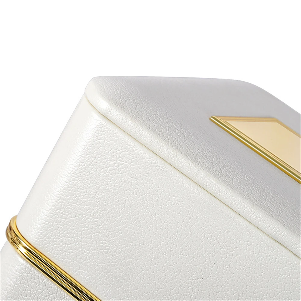

B-LIFE Square White Leather Bracelet Gift Box Jewelry Display Engagement Bangle Holder for Ceremony of Wedding Valentine's Day