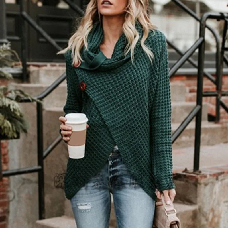 Женский вязаный свитер с длинными рукавами женские асимметричные топы