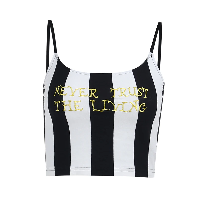 

Summer Y2k Slim Fit Tank Top Women Sexy Streetwear Off Shoulder Black White Stripe Sleeveless Camisole Vests