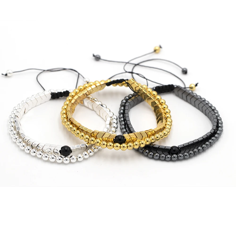 Мужской набор браслеты из гематита Европейский ткачество мужские s Brading браслет с