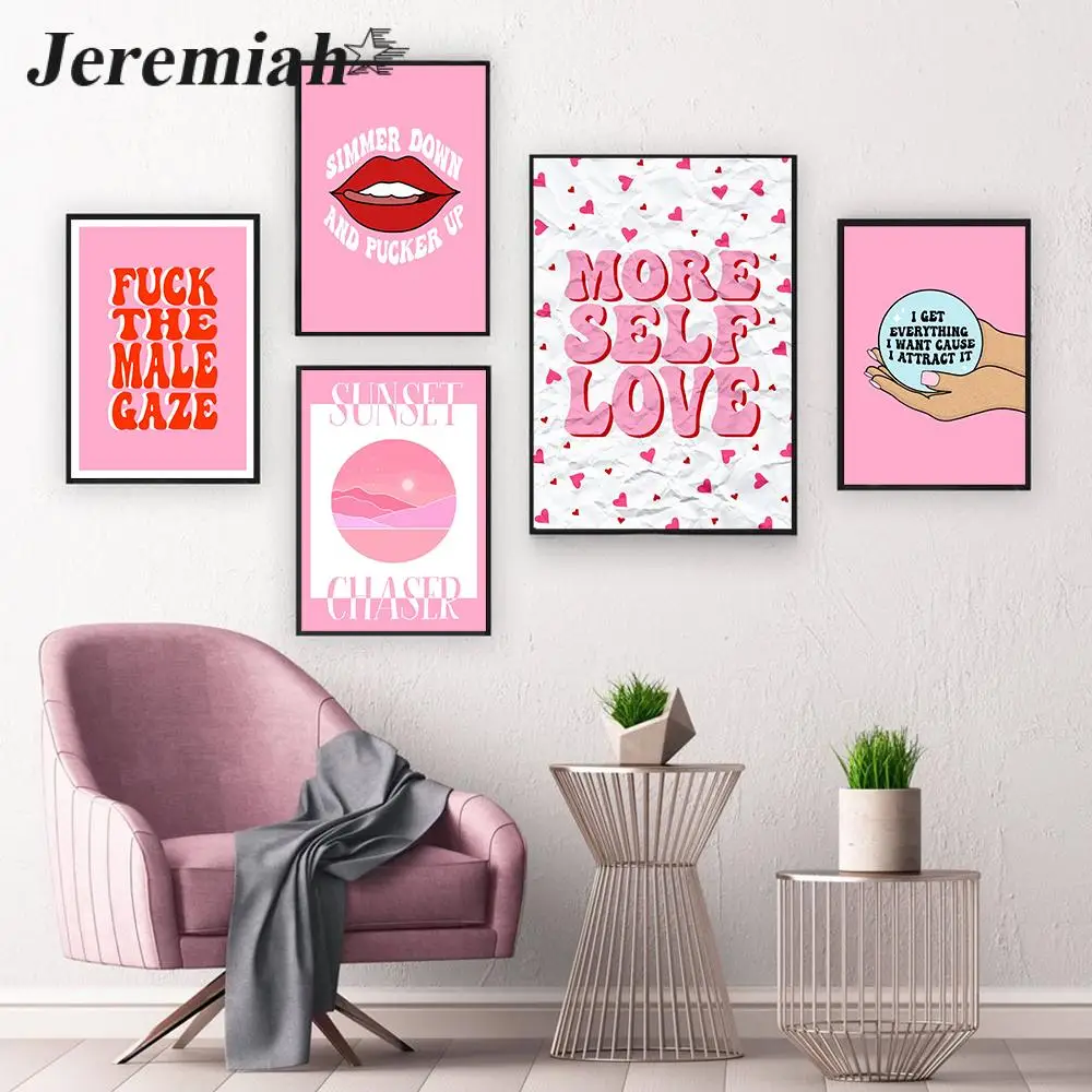 

Модные постеры в виде розового хрустального шара и феминистские принты