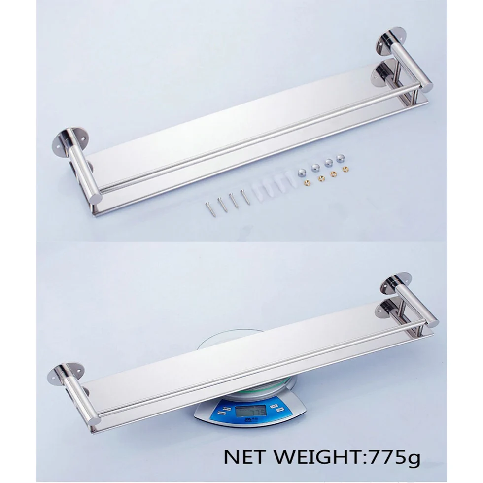 Зеркальная полированная Однослойная полка для ванной из нержавеющей стали 304