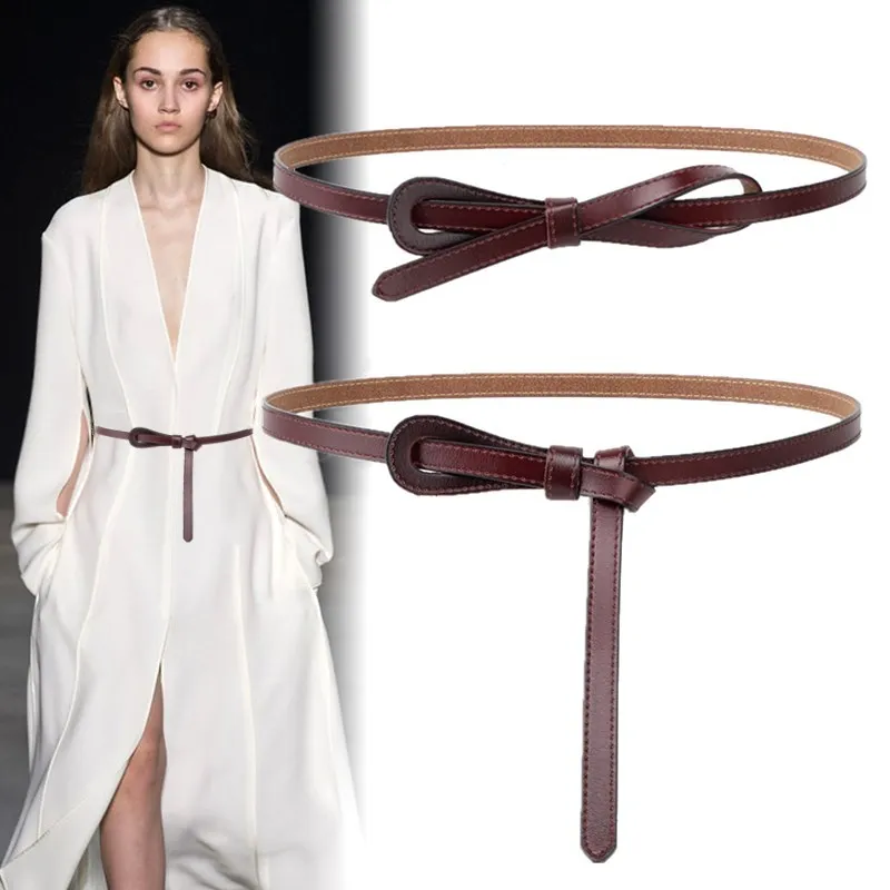 

Designer Dress Belt Female Genuine Leather Belts For Women Waist Long Knot Corset Ceinture Femme Easy Waistband Cinturon Mujer