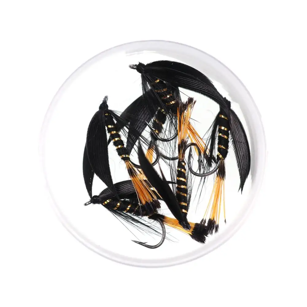 

Vampfly 8PCS Wet Flies With #12 Black Duck Wing Pheasant Tippets Tail Fly Tying Hook Nymph Larva Fishing Fly Trout Lure Baits