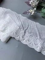 2 yards 9 5 cm flower cream cotton lace trims for costume dress trimmings ribbon applique strip diy sewing lace fabric