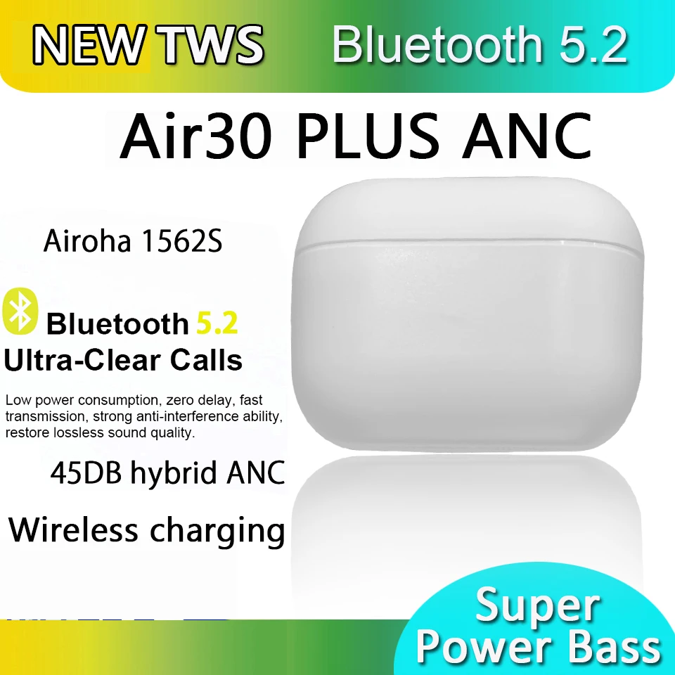 

Air30 Plus Anc Wireless Bluetooth Earphone 45DB Airoha 1562s Earbuds Pk I900000 Tws I999999 Pro Max Air 3 Ear Buds Earphones