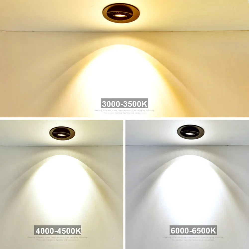 Luz descendente de techo LED para empotrar, foco de techo con controlador LED giratorio de 360 grados, 5W, 10W, 18W, AC85V-265V