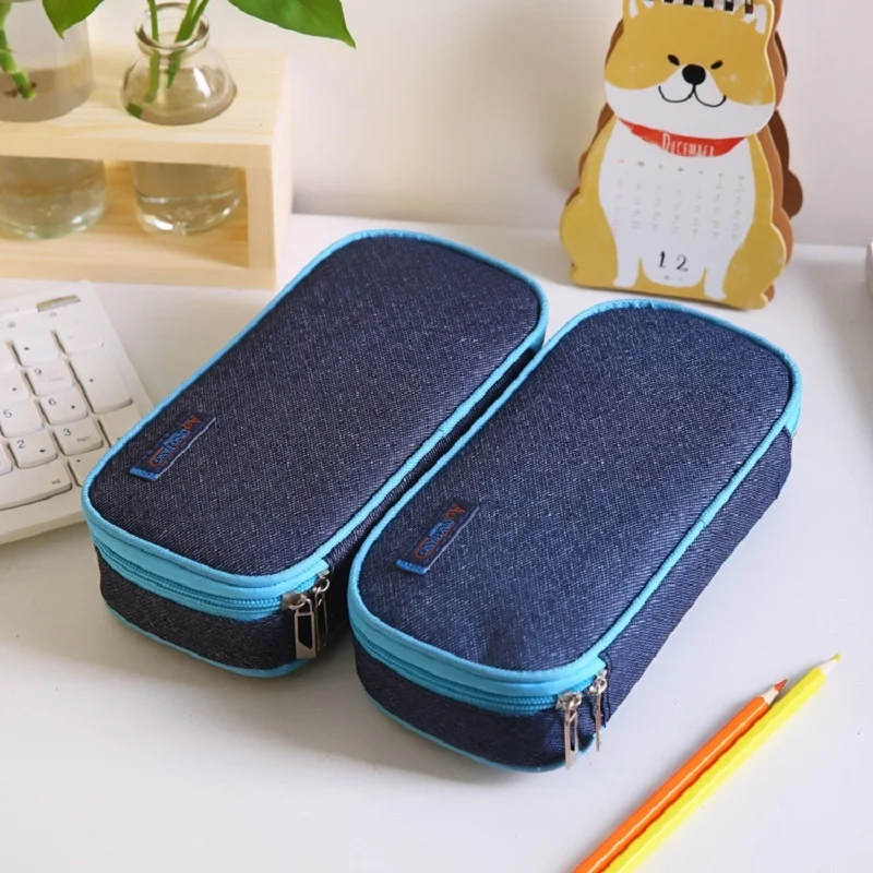 

Solid Color Pencil Case High Capacity Pen Bag Case School Supplies Boy Stationery Bag Organizer Gift Pouch Pencil Holder Case