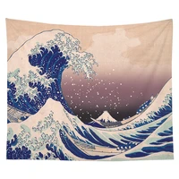 japanese style waves tapestry wall hanging gossip tapestries hippie wall rugs dorm decor blanket 95x73cm