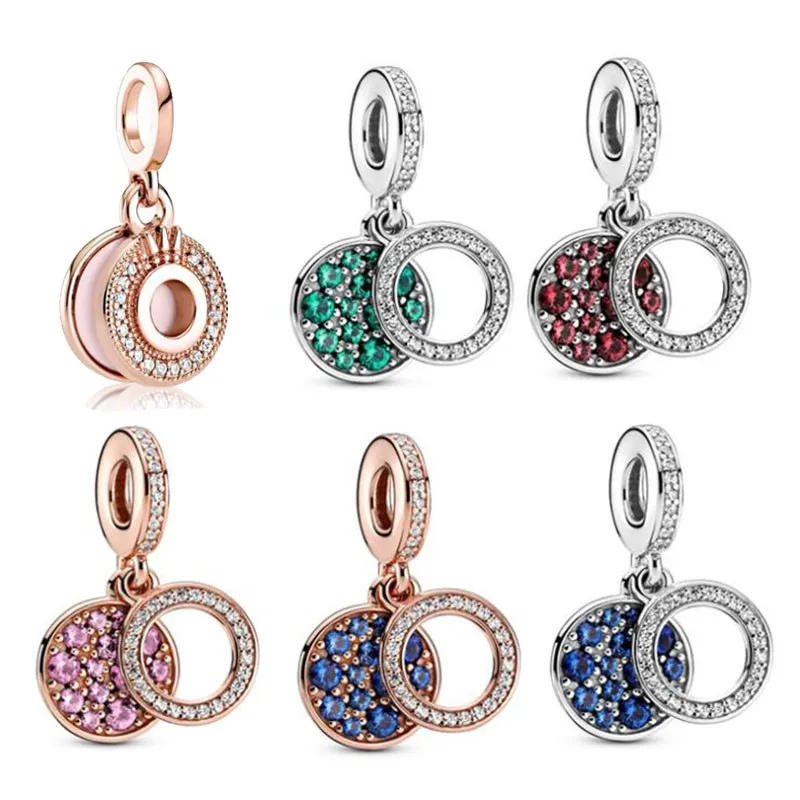 

New Pan 925 Silver Shine Crown Fashion Round Pendant For Authentic Pandora Bracelet Women Wedding Romantic Gift