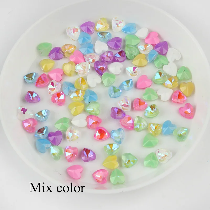 Наконечник в форме сердца из моки с кристаллическим стеклом и стразами для декора 3D-маникюра, 30 штук.