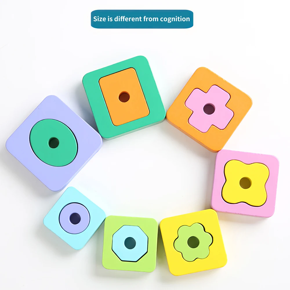 

Hot Sell Puzzle Game Kids Toys Rainbow tower pyramid Nesting Stacking Baby Shape Games Toy Children DIY Birthday Present
