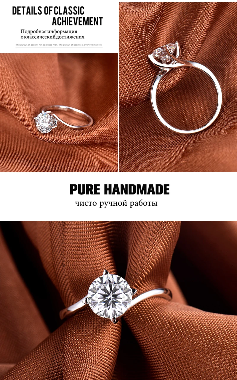 LOVERJEWELRY Муассанит Обручальные Кольца Твердые 14 к белое золото Круглый Муассанит кольцо для женщин юбилей лучший подарок ювелирные изделия