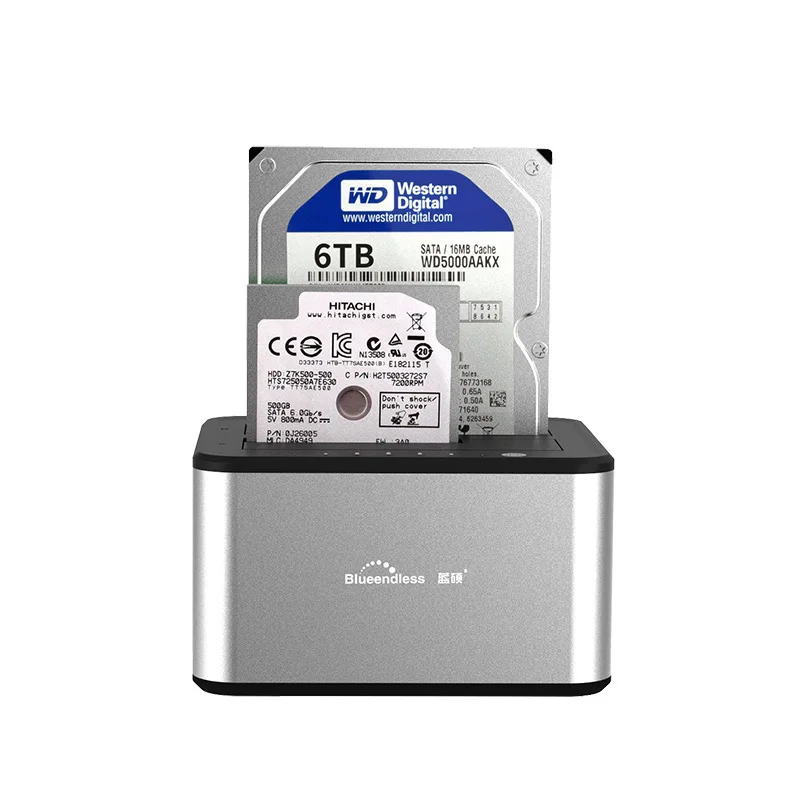 Blueendless 2,5 дюйма/3,5 дюйма Hdd док-станция двойной отсек копия Hdd Sata док-станция Usb 3,0 футляр для внешнего жесткого диска Eu Plug