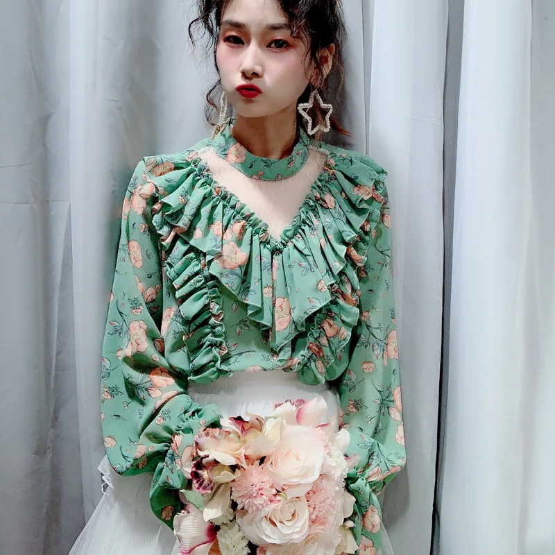 Женская блузка с цветочным принтом Heydress элегантная ажурная Блузка V образным