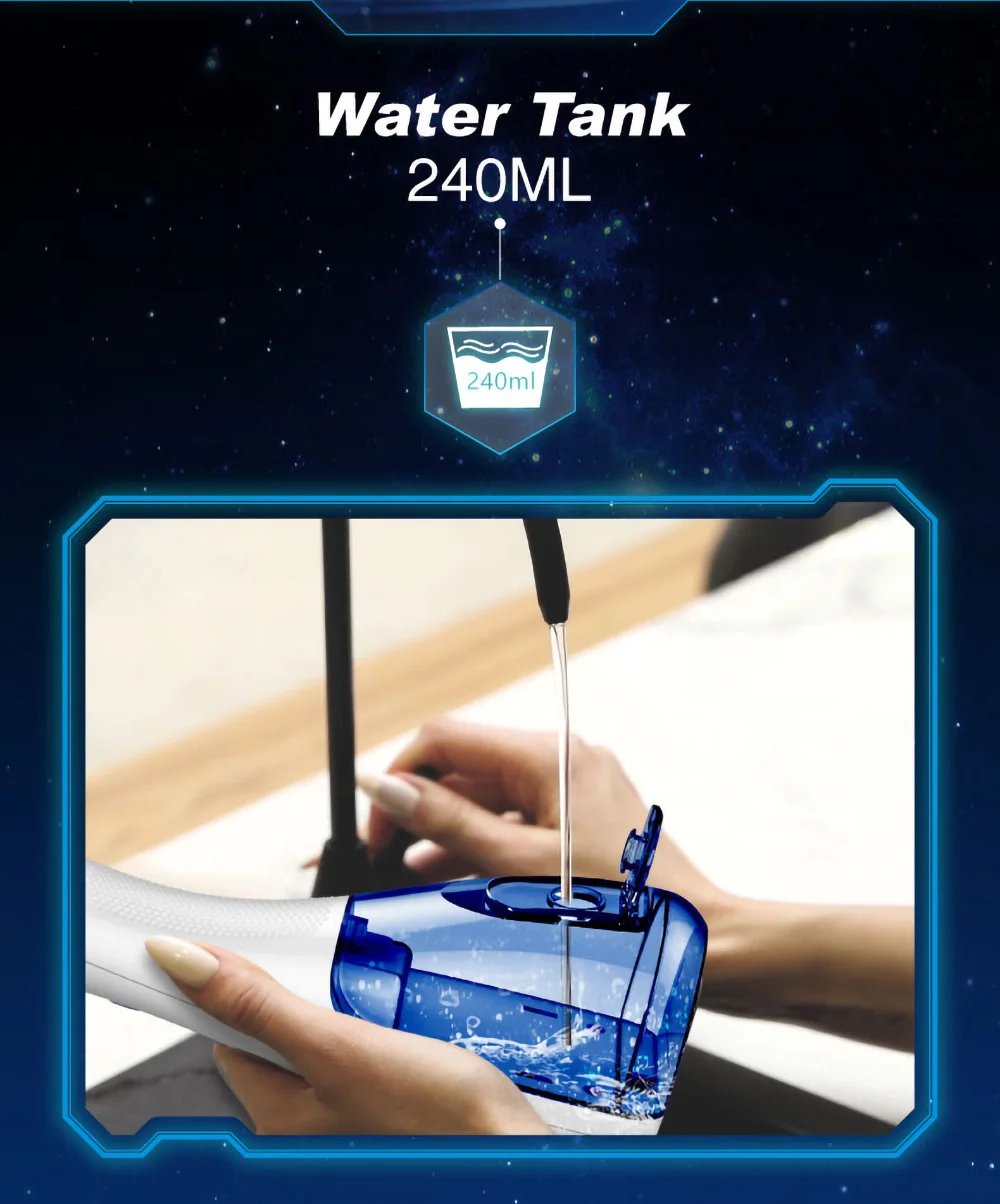 Waterpulse V400 Портативный зубная нить беспроводной Оральный ирригатор с футляр 240 мл Перезаряжаемые Батарея воды набор флоссов для зубов