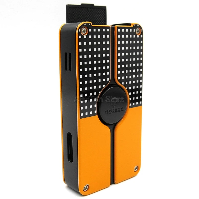 COHIBA элегантная ветрозащитная Зажигалка для сигар и сигарет, металлический резак для сигар, 3 фонарь, зажигалки с подарочной коробкой