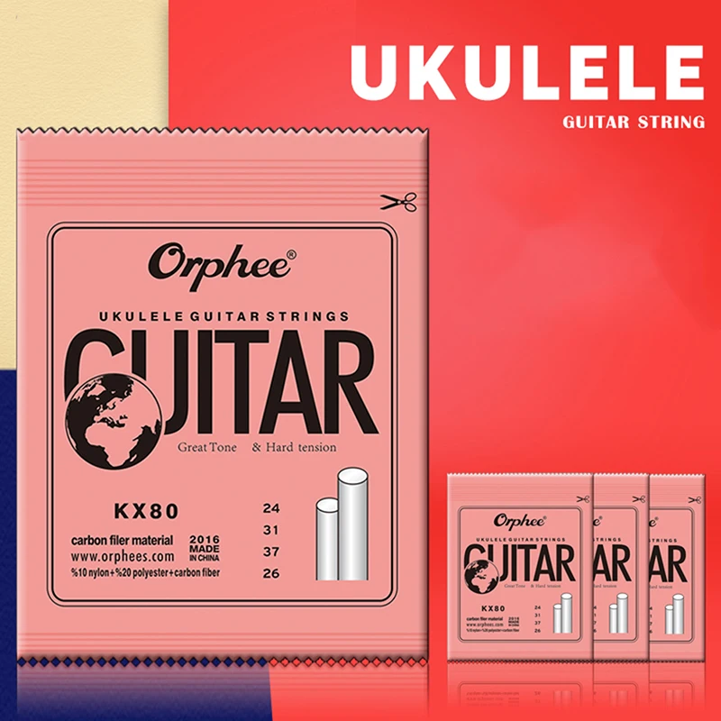 1 Set Clear Guitar Carbon Fiber Ukulele Strings Hawaii 4 Nylon White For Soprano Concert Tenor | Спорт и развлечения