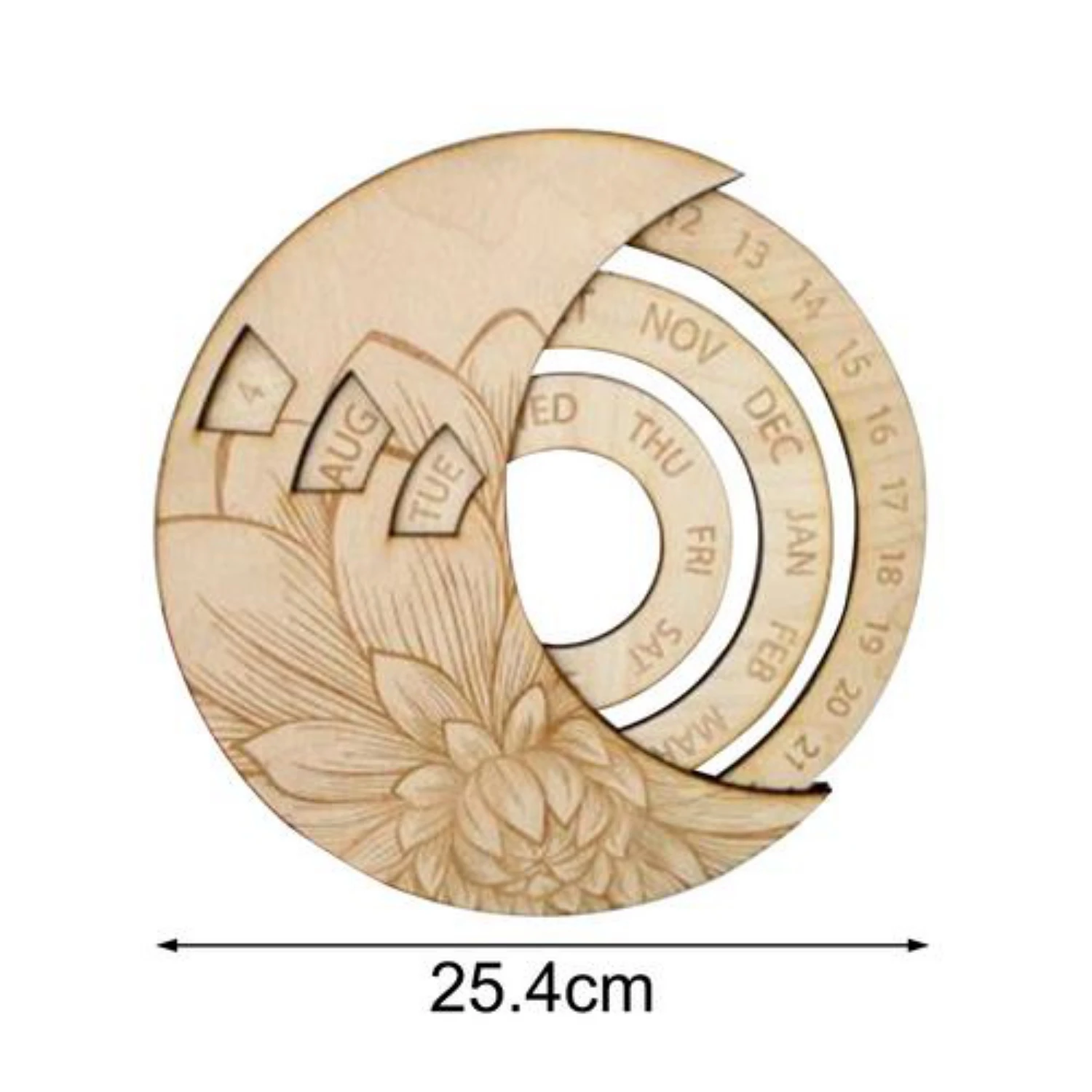 

New Wooden Hanging Perpetual Calendar Rotatable Circular Hand-carved Adjustable Family Birthday Reminder Calendar Sign Board