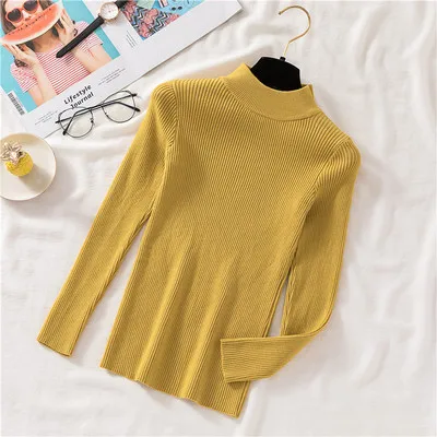 Yellow Duckwaver Толстая Водолазка Теплый женский свитер осень зима вязаный Femme Pull высокая эластичность мягкие женские пуловеры свитер - Color: Yellow
