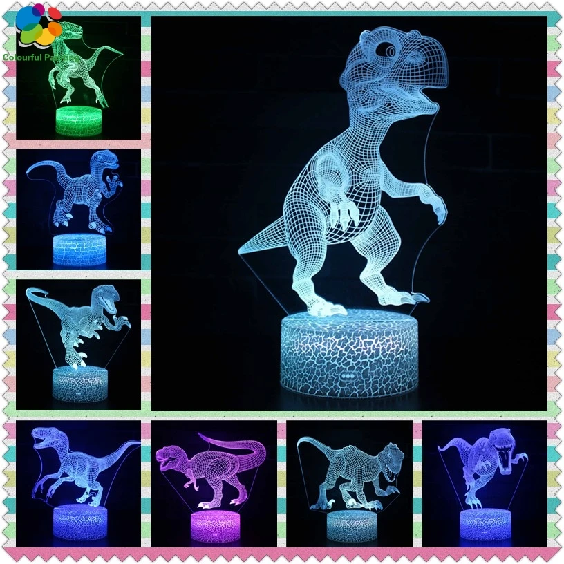 Динозавр дистанционного управления 3D свет светодиодный трещины база Иллюзия