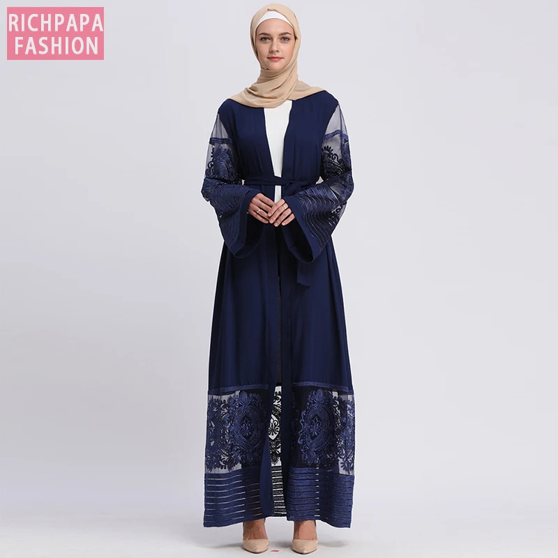 Кардиган абайя 2019 кружевное бархатное мусульманское хиджаб платье Турецкая