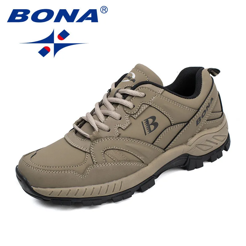 BONA Man Hiking Shoes Men Suede Breathable Lace Up Men Athletic Shoes Outdoor Jogging Sneakers Comfortable Soft Outdoor Sneakers
