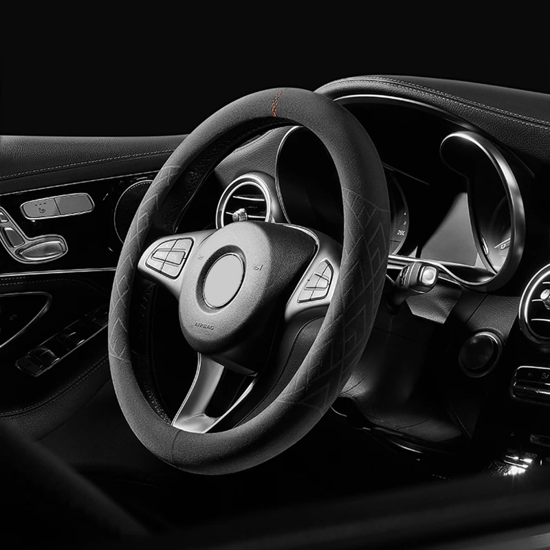 

For Mercury Car steering wheel cover Alcantara suede Non-Slip wear-resistant Hot Embossing Sweat resistance Comfortable