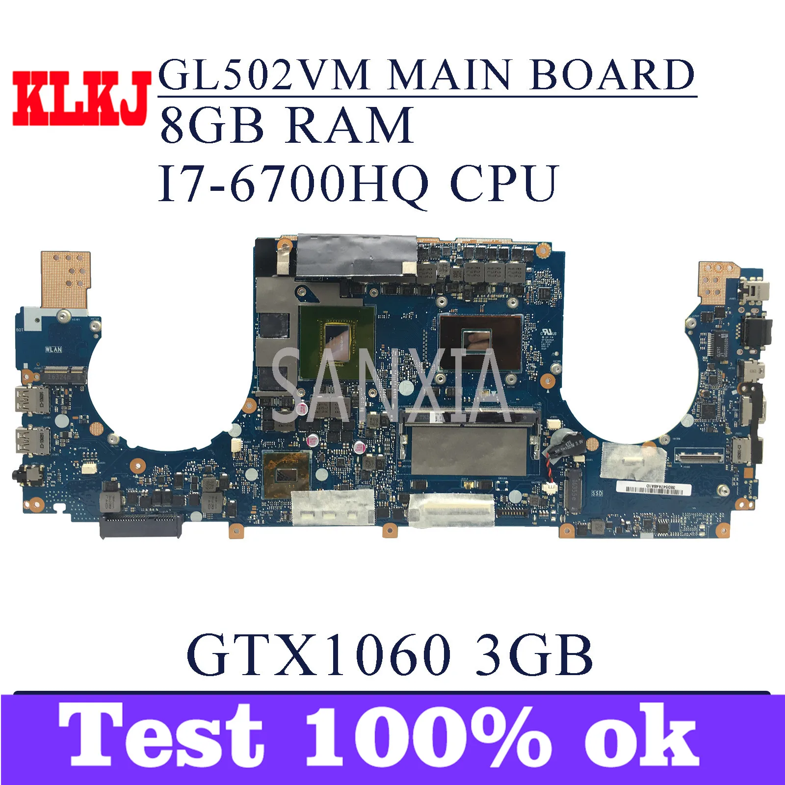 

KLKJ GL502VM материнская плата для ноутбука ASUS ROG GL502VM GL502VML GL502V оригинальная материнская плата HM170 8GB-RAM I7-6700HQ GTX1060-3G