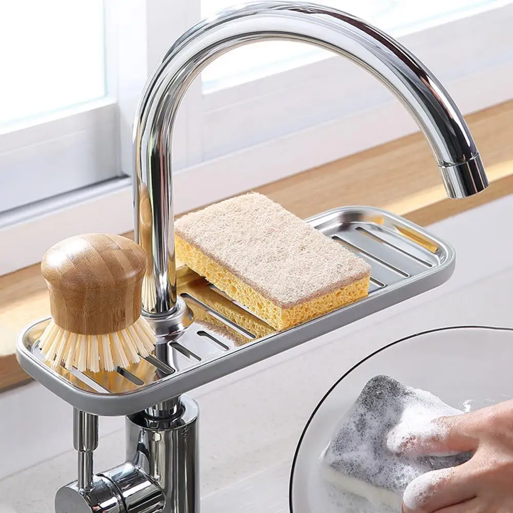 

Kitchen Towel Rack For 1.6-2.7cm Pipe Sink Storage Rack Sponge Holder Stainless Steel Soap Organizer Kitchen Storage