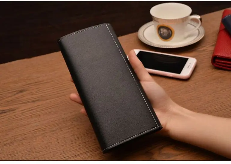 Кошелек для монет карманный клатч кожаный Длинный кошелек девушек женщин Ретро