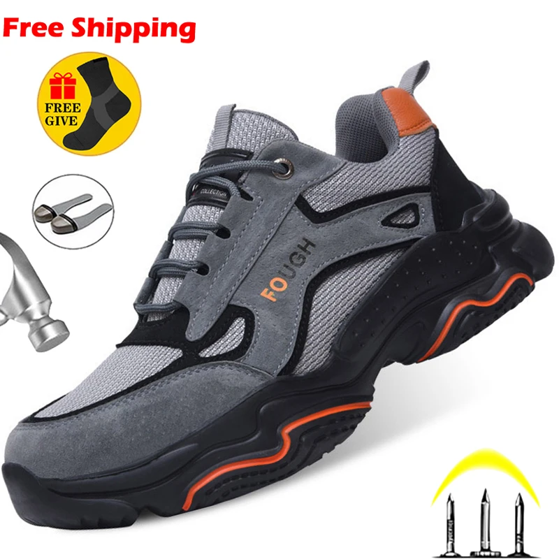 

2021 Indestructible Sneakers Male Work Shoes Fashion Safety Shoes Men Anti-smash Anti-puncture Work Boots Men Industrial Shoes