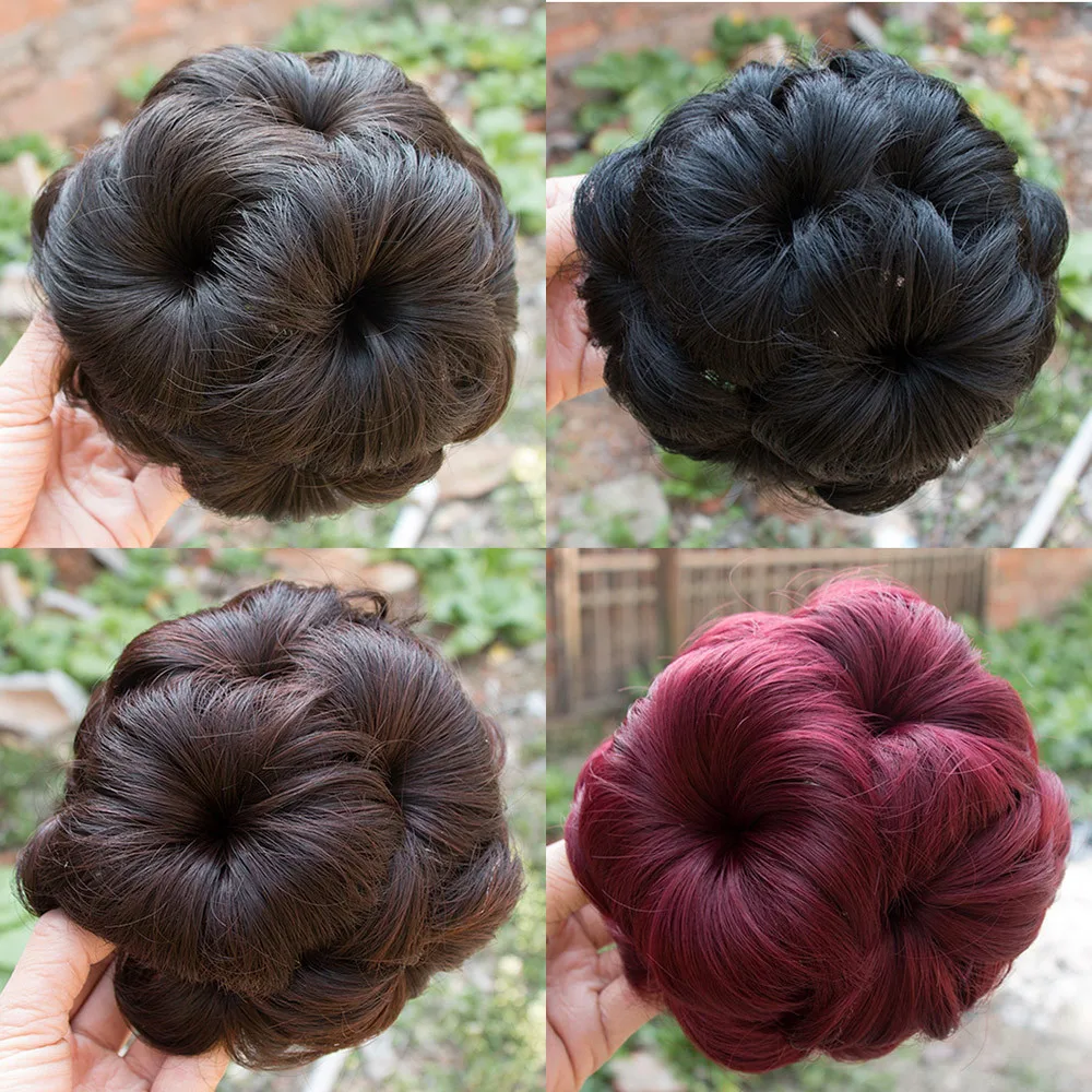 

Women Wig Hair Ring Bun Claw Clip In Chignon Hair Synthetic Chignon Bun Hairpiece Black Brown Women Curly Chignon Bun Hair#y30