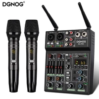 4 channel usb audio mixer with wireless microphone studio sound mixers with bluetooth rec dj console mixing for karaoke