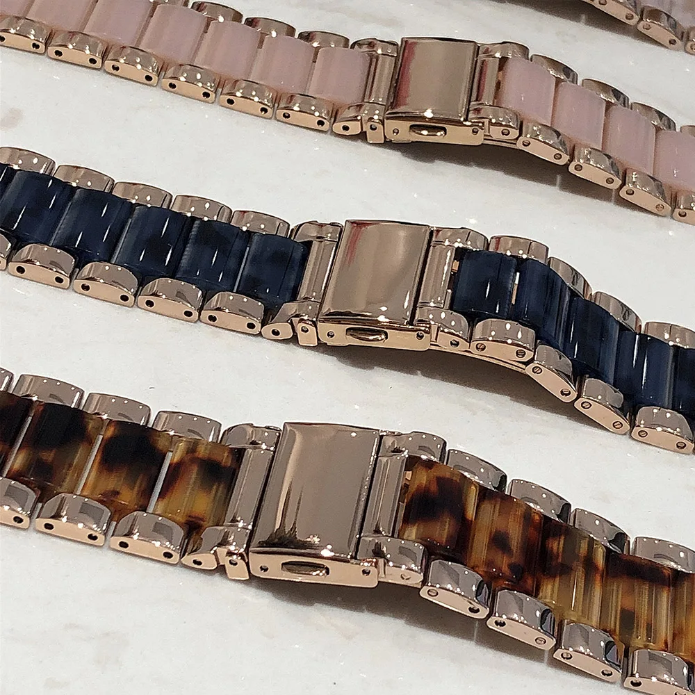 Luxury Resin + Steel Bracelet for Apple Watch Band Series 8 7 SE 6 5 4 3 Strap Ultra 49mm 41mm 45mm 40mm 44mm Metal Belt
