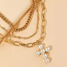 Винтажное многослойное жемчужное ожерелье с крестиком для женщин, простая медная цепочка для укладки, колье, модное ювелирное изделие, подарок