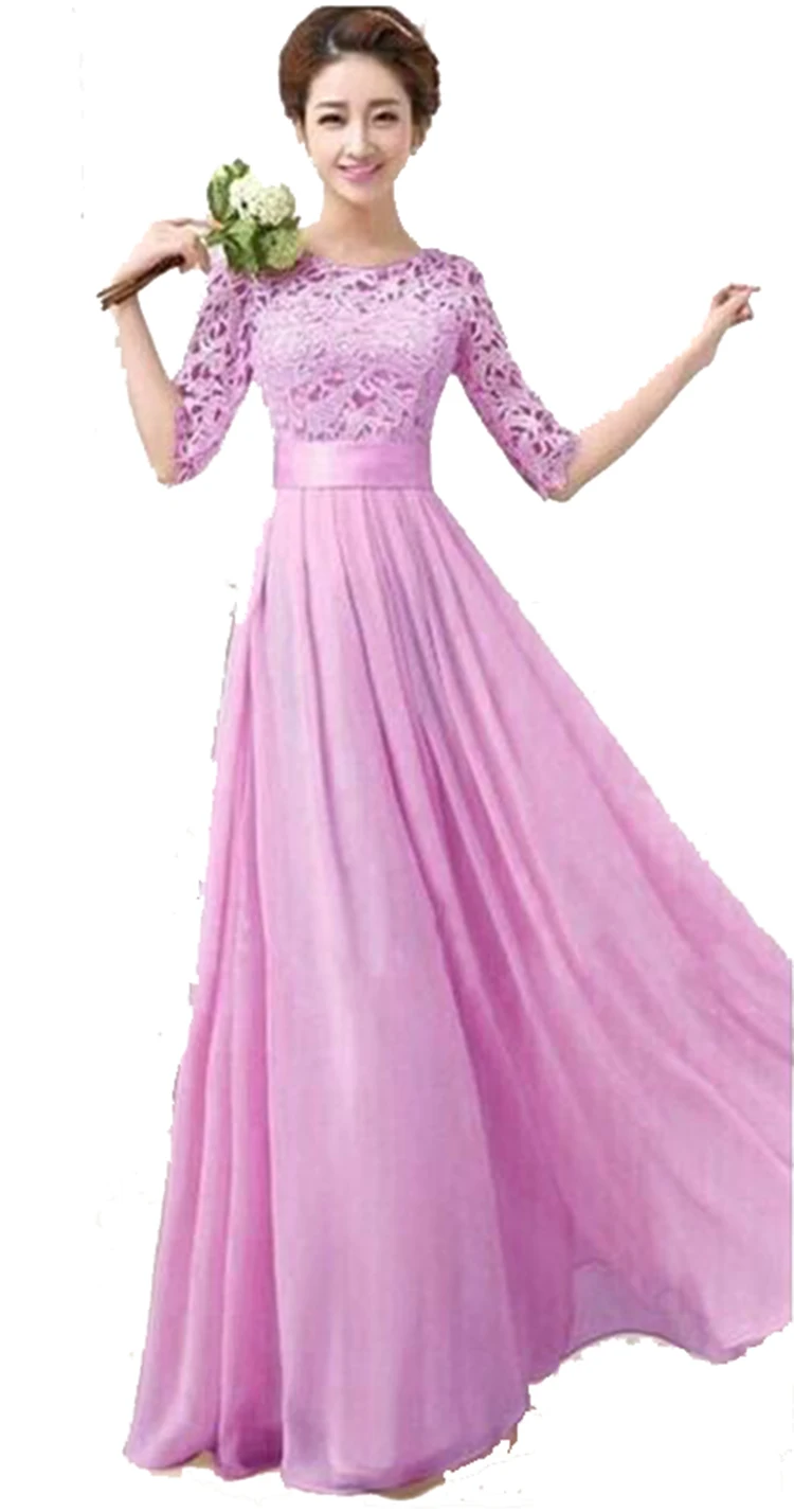 Женское длинное шифоновое вечернее платье с рукавом до локтя для выпускного