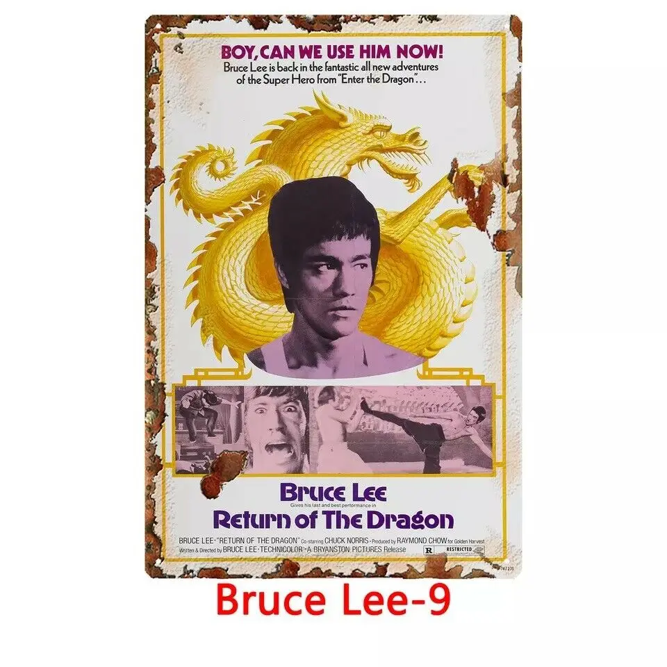 Металлический жестяной знак Брюс Ли Дракон Бар Паб винтажный Ретро плакат для