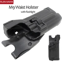 tactcial military gun accessories airsoft pistol gun holster for beretta m9 with flashlight holster waist right hand holster