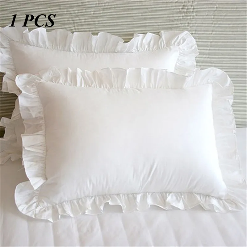 1 шт. 100% хлопок подушка с оборками чехол однотонная Белая Подушка Европейский