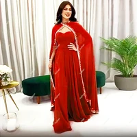 colorful muslim long evening dresses sparkly beads cape special occasion formal prom robes de soir%c3%a9e engagement party plus size
