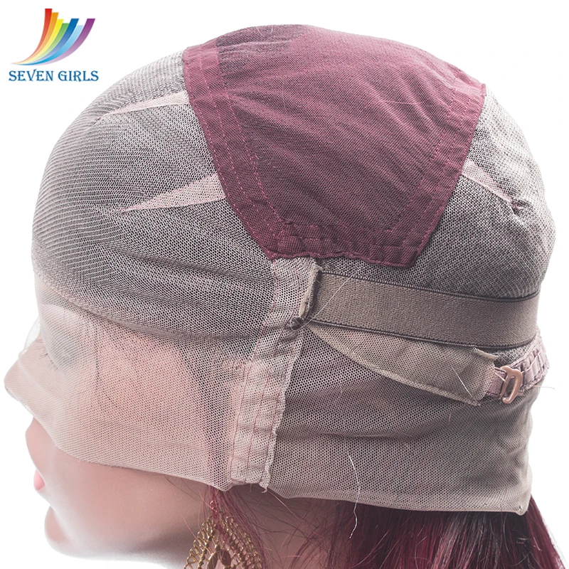 Sevengirls Glueless Ombre Цвет 1B/99J предварительно выщипанные полностью кружевные человеческие волосы парики с детскими волосами малазийские прямые девственные волосы