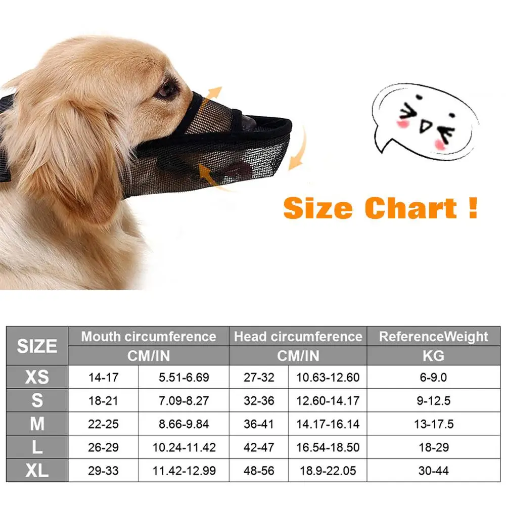 

1PC Adjustable Mesh Breathable Small&Large Dog Mouth Muzzle Anti Bark Bite Chew Dog Muzzles Training Products Pet Accessories 2