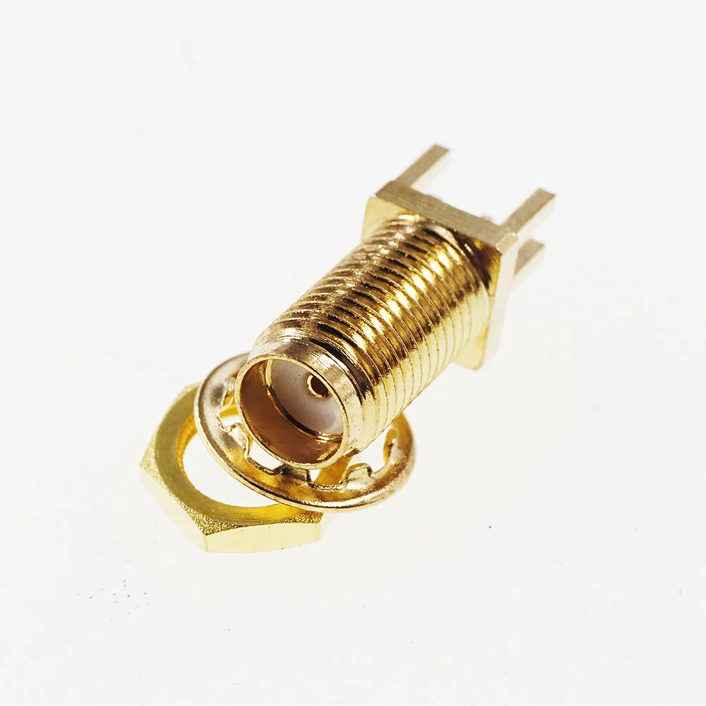 50 pcs Gold Plate SMA Jack Receptacle Female Socket Ohm Board Edge End Launch Solder Tab coaxial RF connector 16.5mm Height |