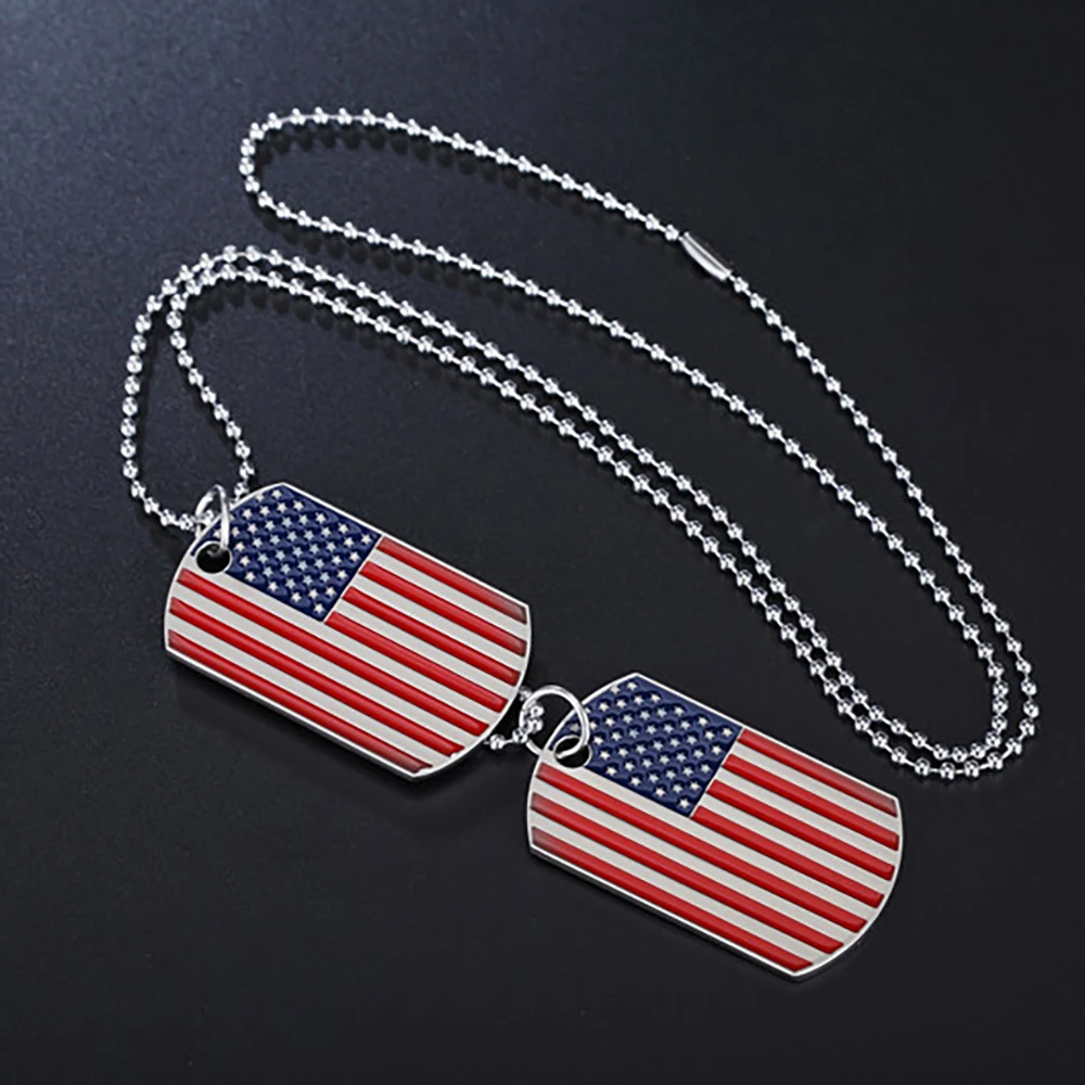 Нержавеющая сталь Американский военный двойной собачий ярлык кулон ожерелье