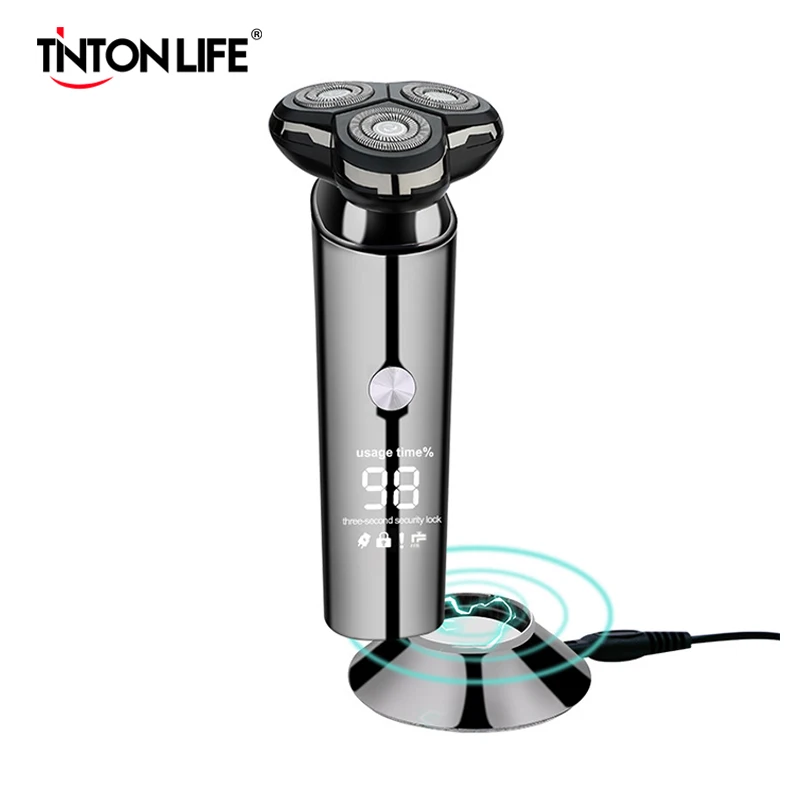 Máquina de Barbear dos Homens Recarregável à Prova Água com Base Uso sem Fio Barbeador Elétrico Dwaterproof Carregamento S3000 4d Usb