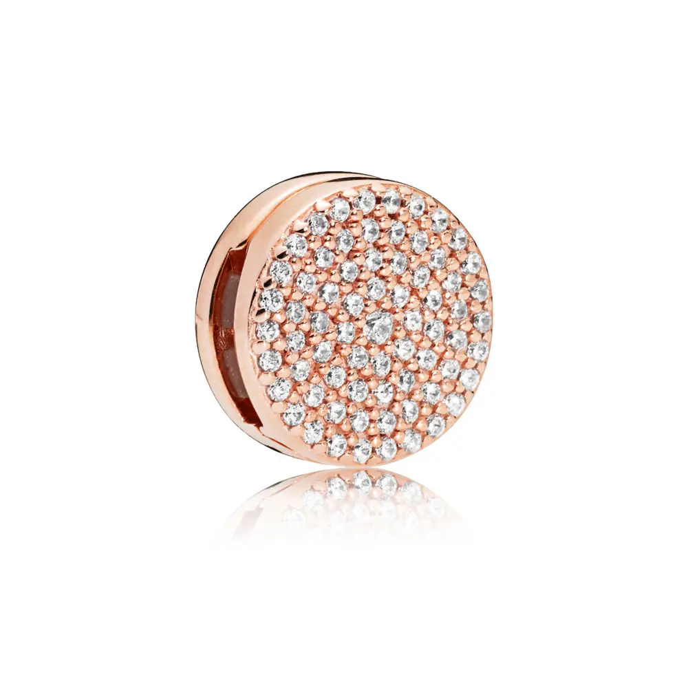

Classic Silver Color Charms Reflexions Round Full Crystal Positioning Buckle Bead For Pandora Diy Women Charms Gift